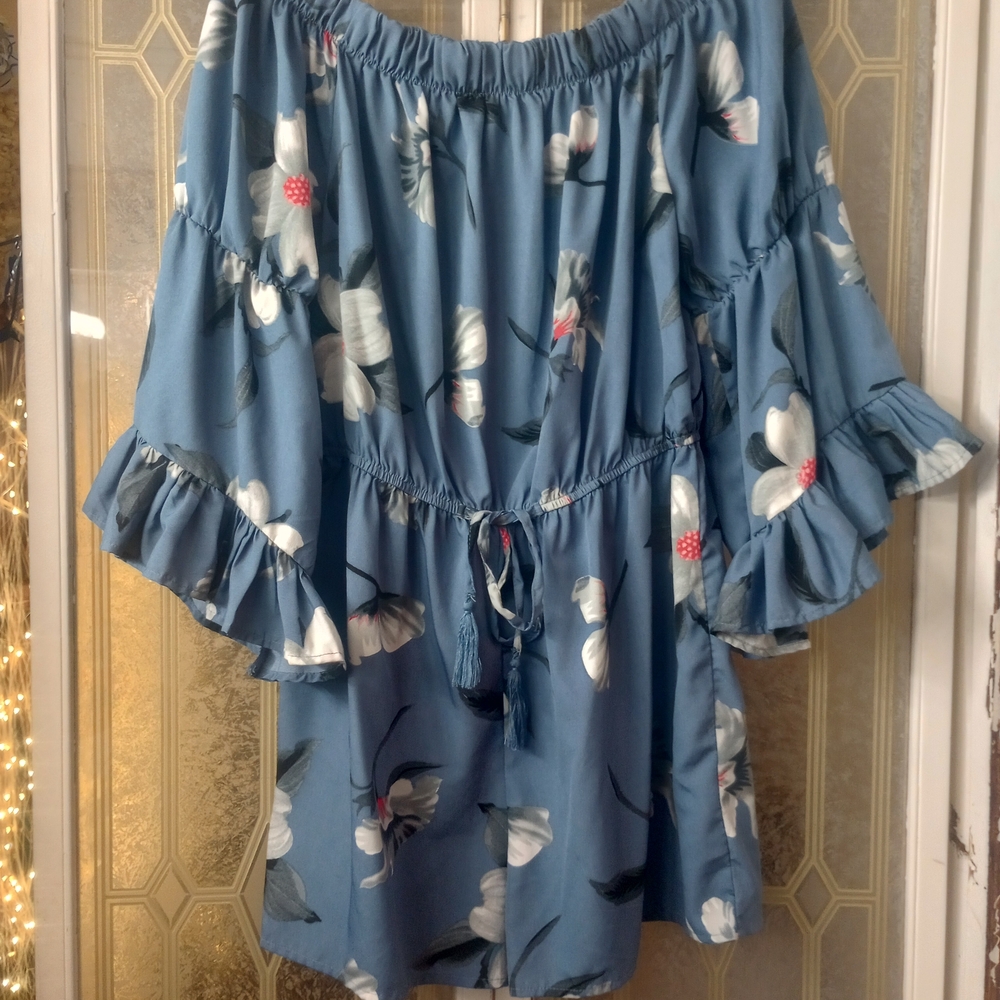Hint of Blush Blue Floral Romper
